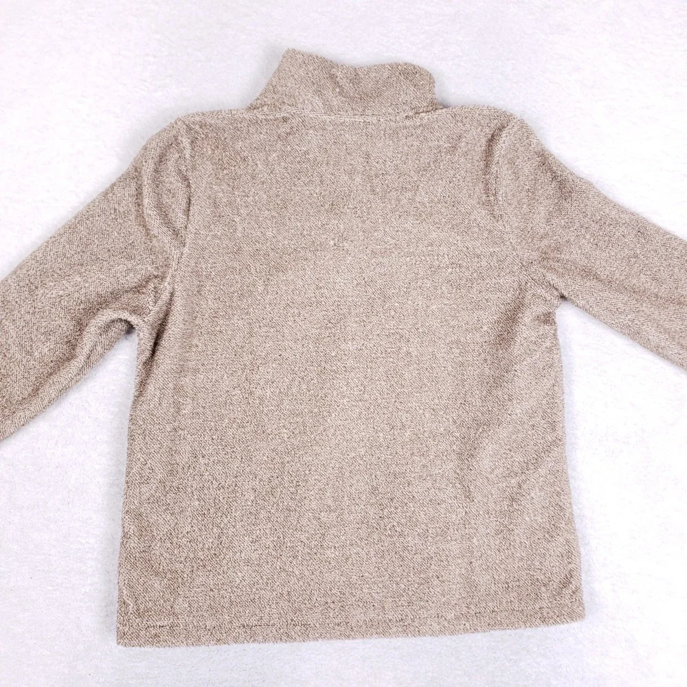 Eddie Bauer Fleece Pullover Sweater Womens Large Mock Neck Heathered Tan Cozy - Picture 6 of 8